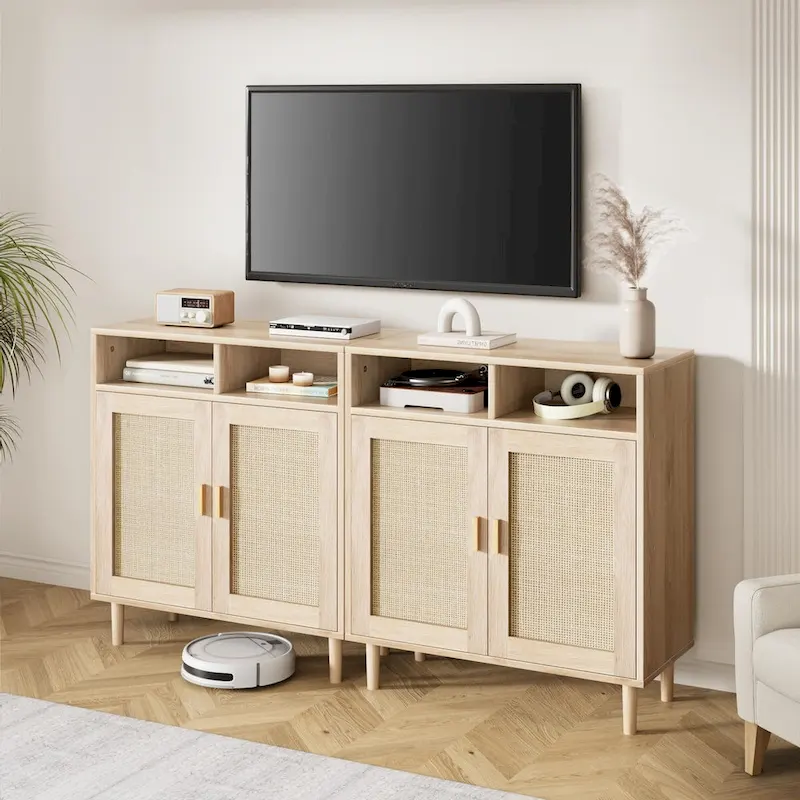 Eie Modern Rattan Buffet Cabinet - 62.9D x 15.7W x 36.2H