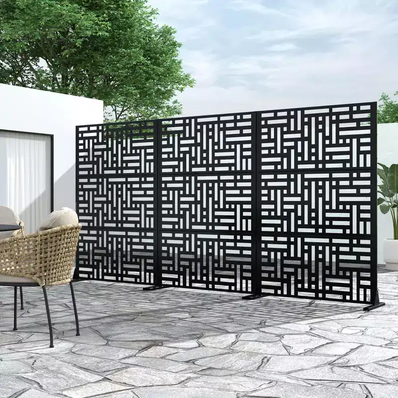 Helen Black Galvanized Sheet Outdoor Private Screen