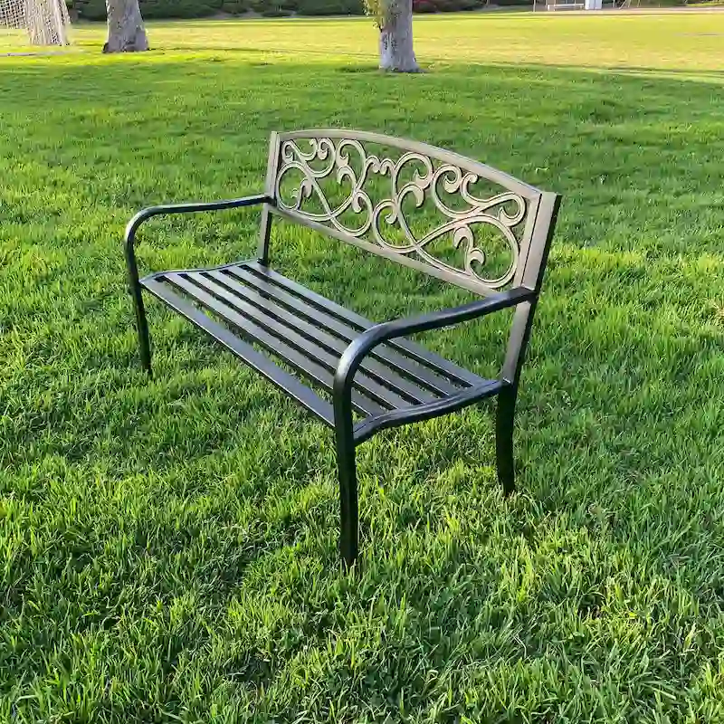 Lotus Home Metal Garden Bench - 34  H x 50  W x 24  D