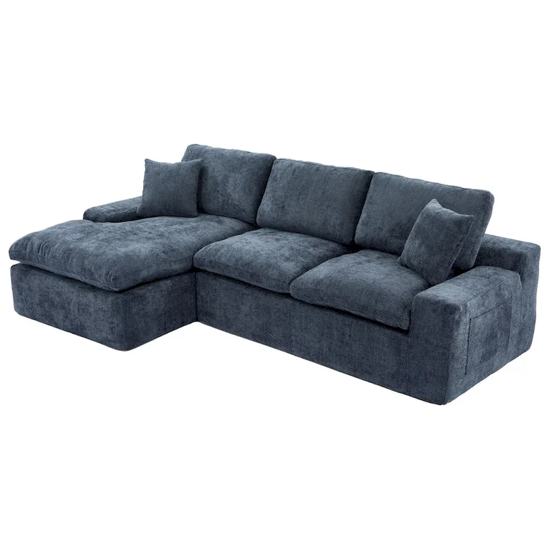 L-Shaped Reversible Sectional Sofa Chenille Fabric Couch Chaise