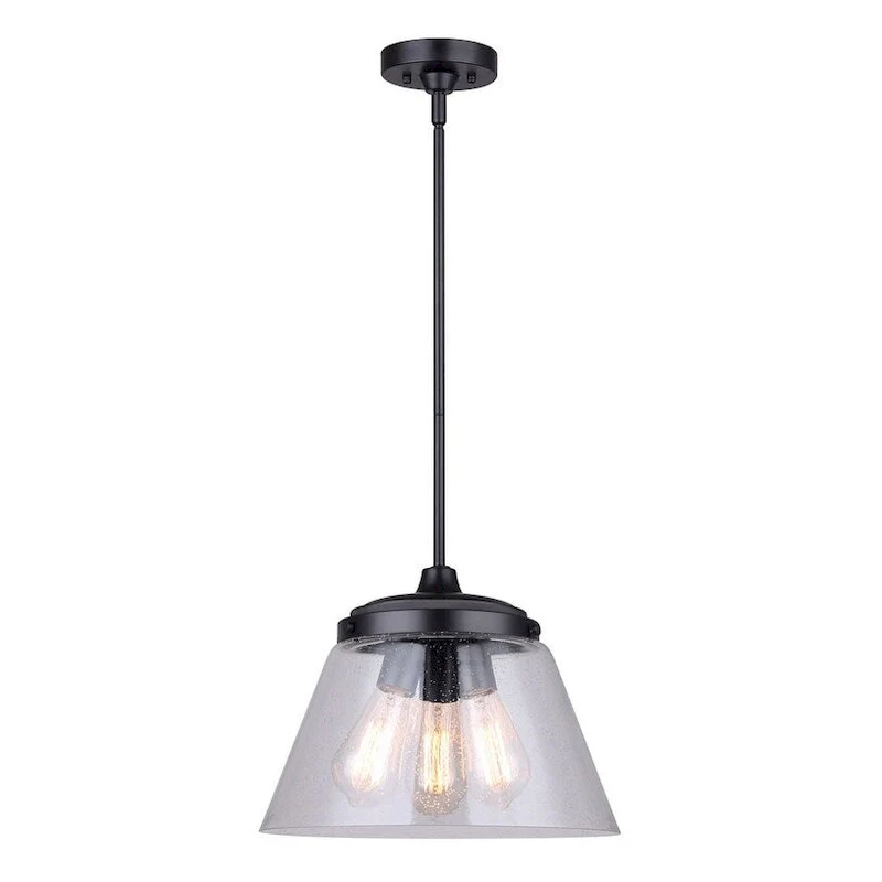 Declan 1 Light Pendant, Black Finish