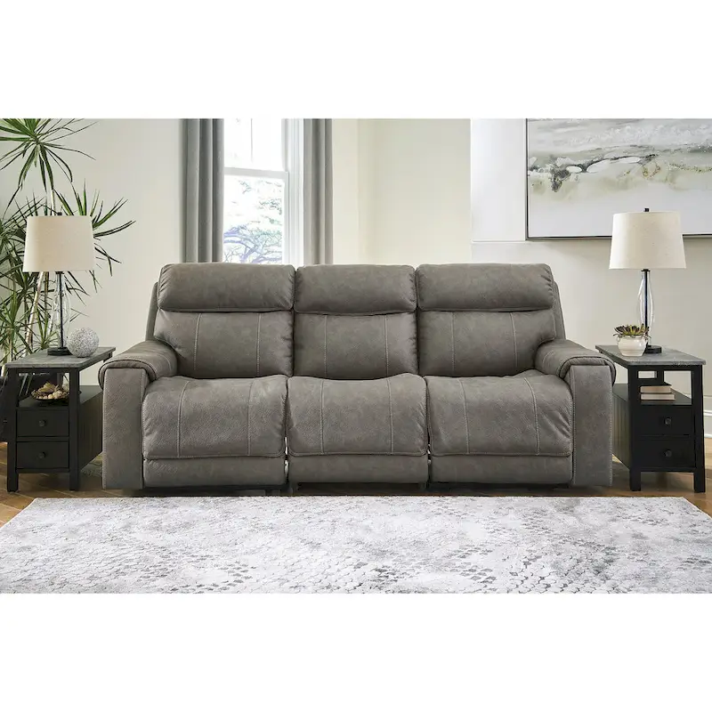 Signature Design by Ashley Starbot Gray 3-Piece Power Reclining Sofa - 101W x 42D x 42H