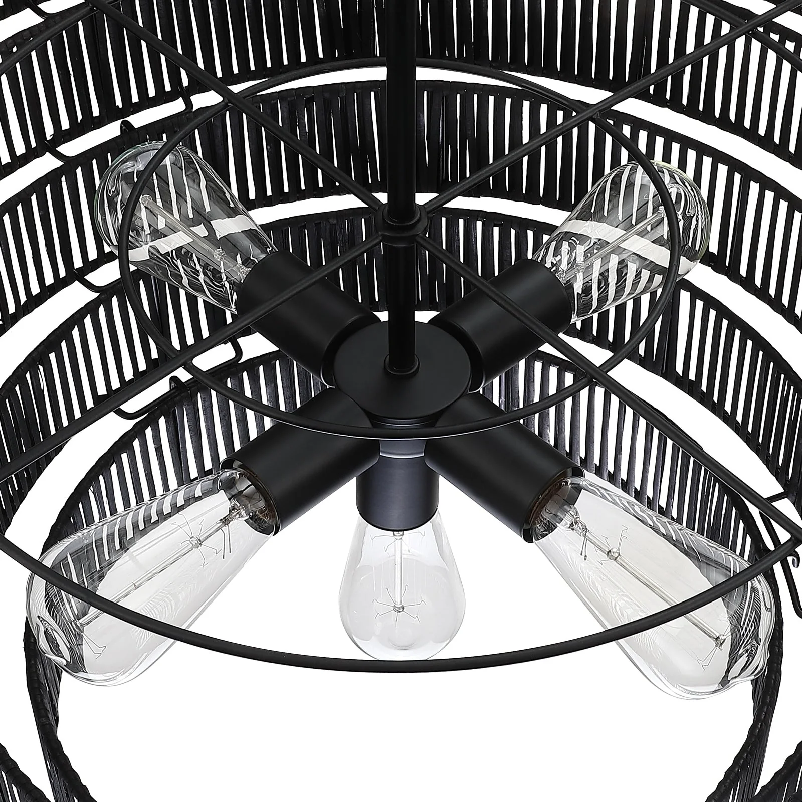 Piersan 5-Light Modern Bohemian Chandelier with Tiered Rattan Shade - 26 in. W