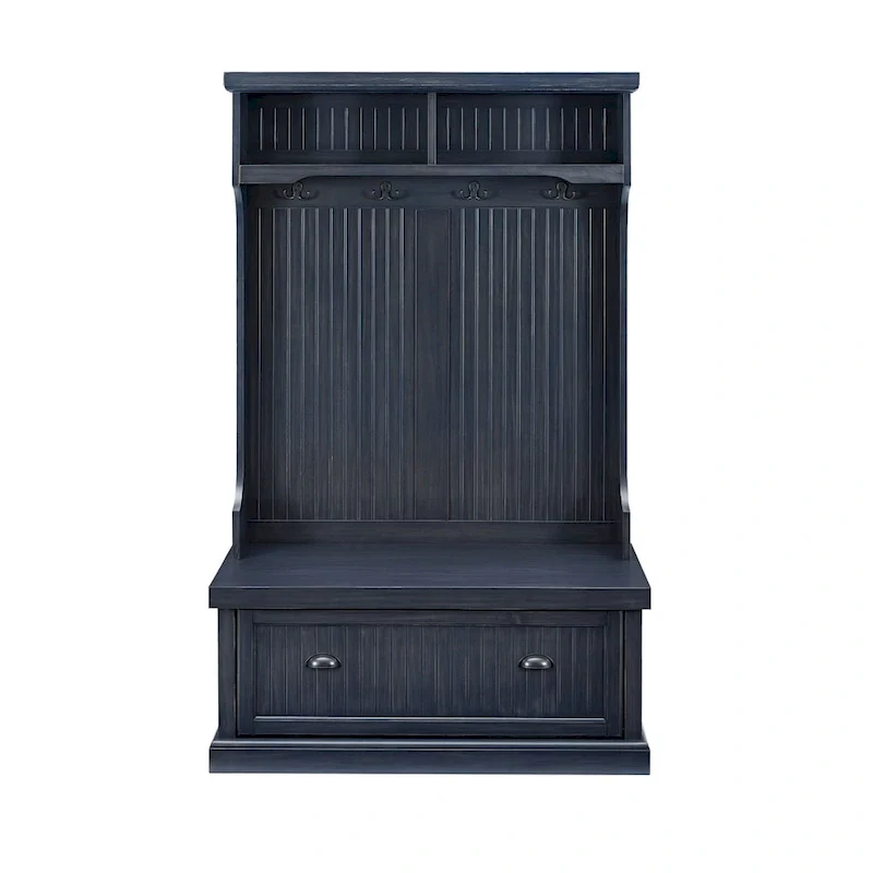 Crosley Seaside Hall Tree In Distressed Navy Finish