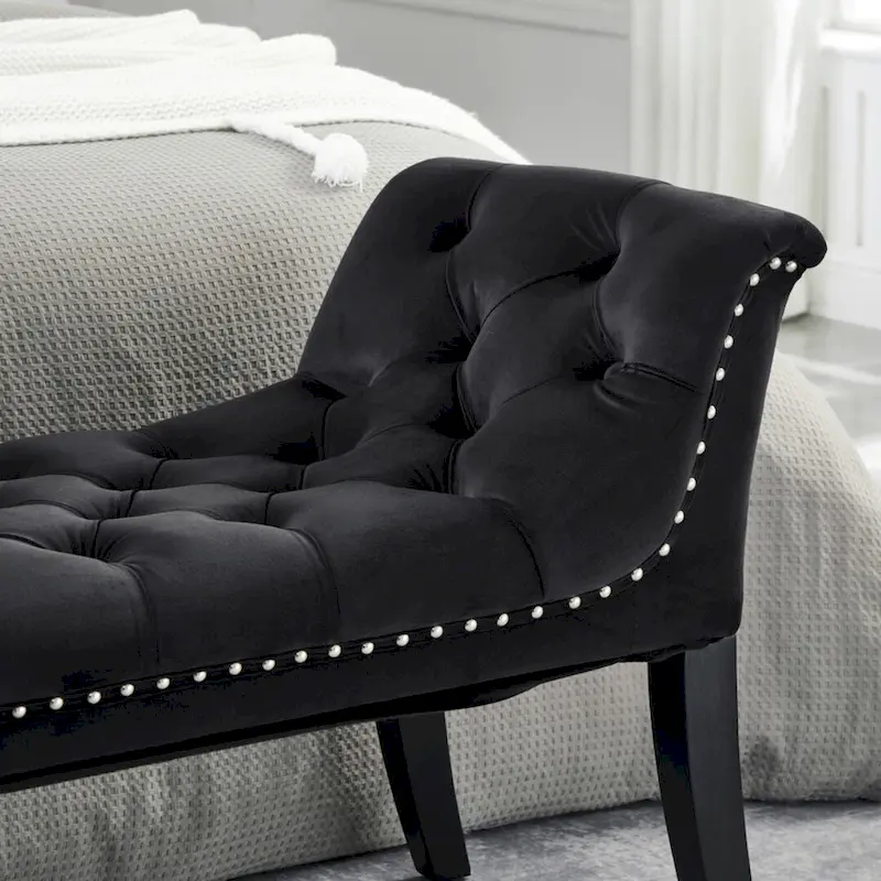 Upholstered Footrest Stool Rectangular Velvet fabric Accent Bench - 50.00L * 18.50W * 24.50H