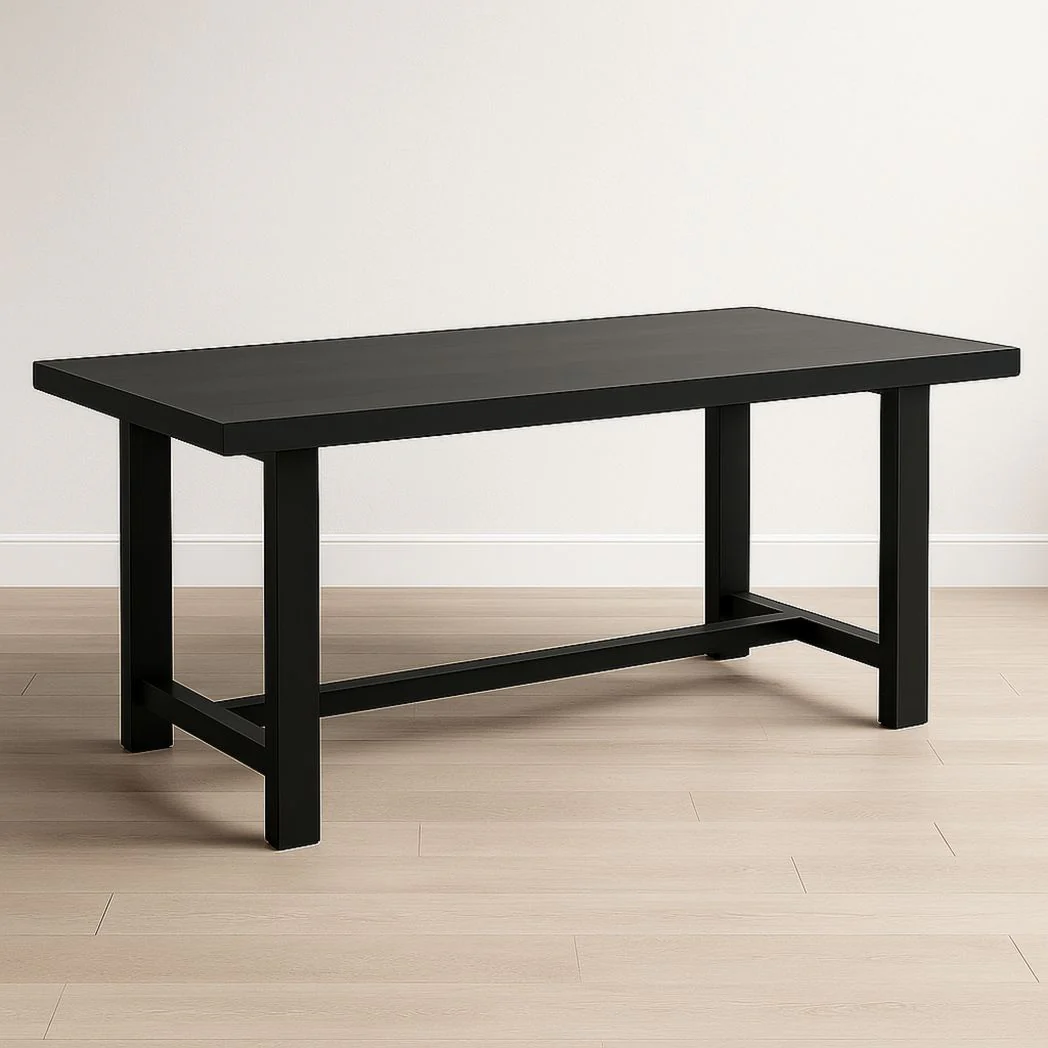 Table rectangulaire bois massif noir 180x90x75 cm