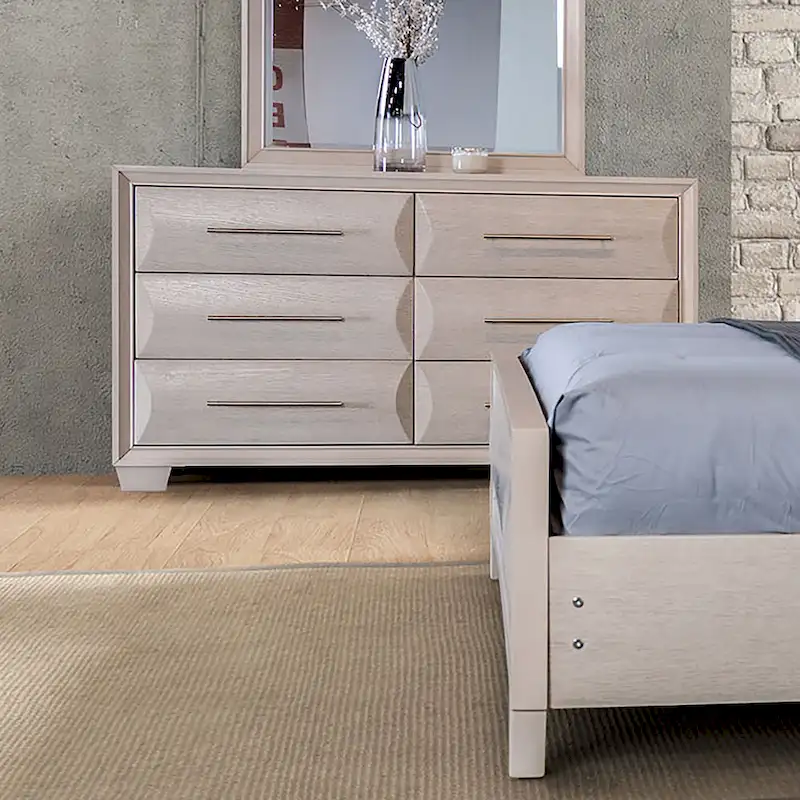 6-Drawer Double Dresser, Rounded Front, Espresso / White Oak