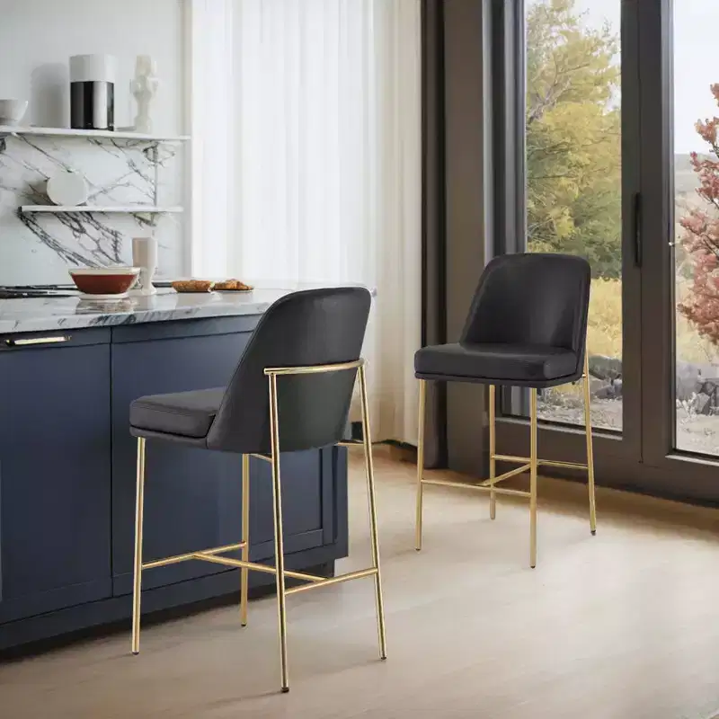 Spruce&Spring Modern 27 inch Counter Height Bar Stool with Gold Frame Set of 2