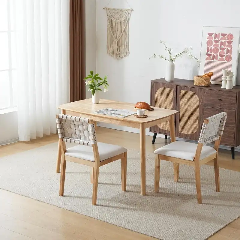 Mid Century Modern Wooden Dining Chairs Set of 2