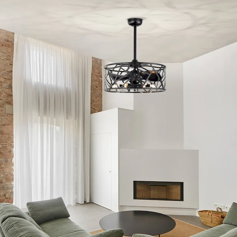 Leyton 24-inch Matte Black 6 Lights 3 Blades Lighted Ceiling Fan with Remote