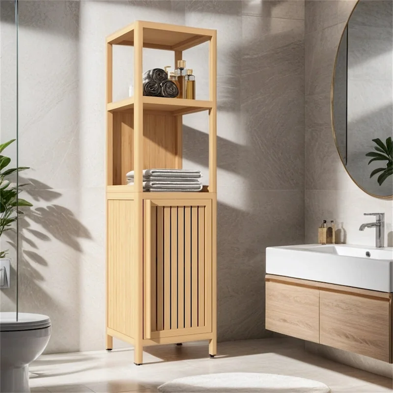 Large Capacity Multifunctional Bamboo Storage Cabinet Furniture