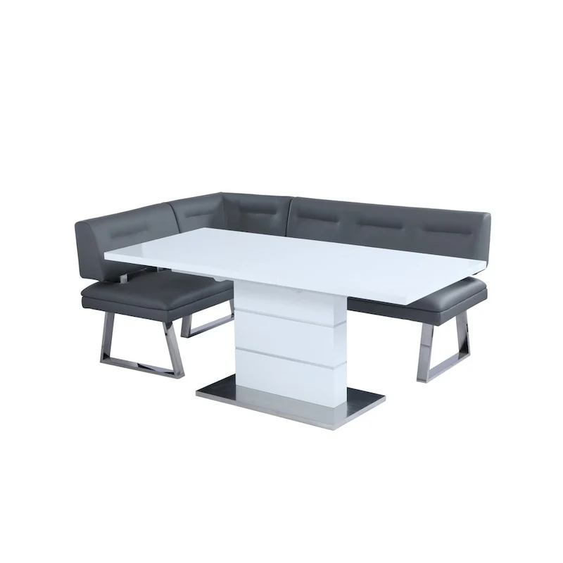 Richard White and Stainless Steel 2-Piece Dining Set
