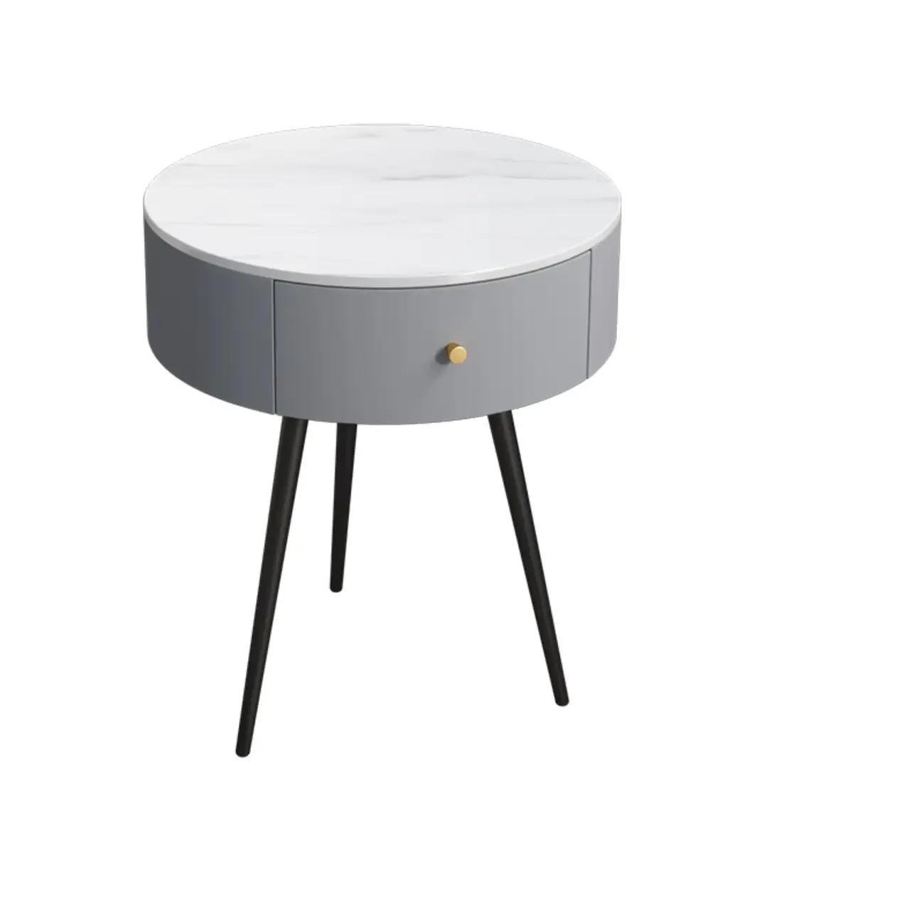 Modern Sintered Stone Top Round Drawer Tripod Nightstand