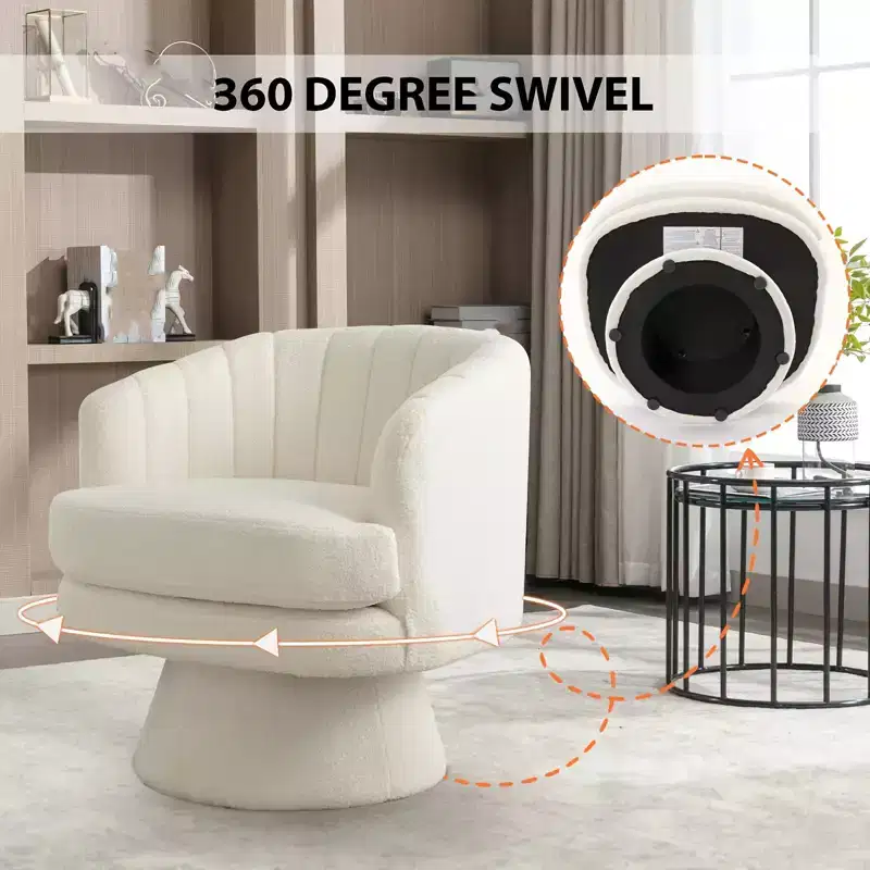 Bestier Swivel Accent Chair with Armrest, Barrel Chair with Curve Back and Soft Cushion, Round Single Sofa for Living Room, Beige
