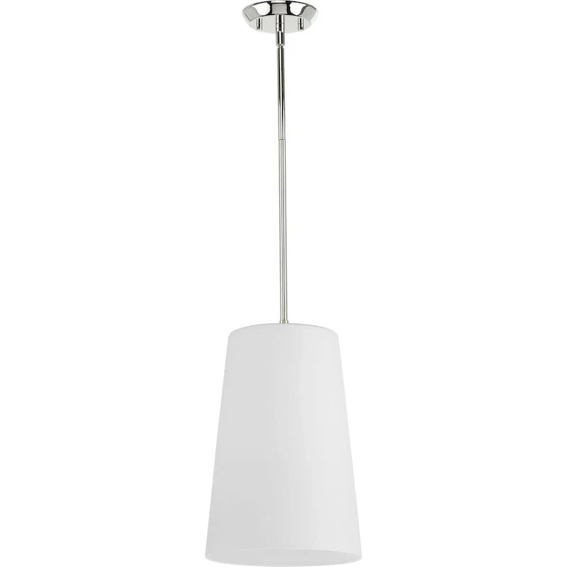 Clarion Collection One-Light Polished Nickel Etched White Transitional Pendant - 10.5 in x 10.5 in x 15.87 in