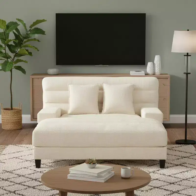Merax Modern Chenille Adjustable Chaise Lounge Sofa with RGB LED Lighting