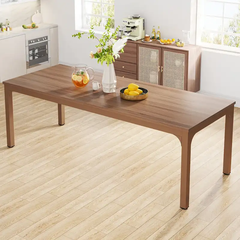 78.74 Inches Industrial Rectangular Dining Table with Heavy-Duty Metal Legs (Only Table)