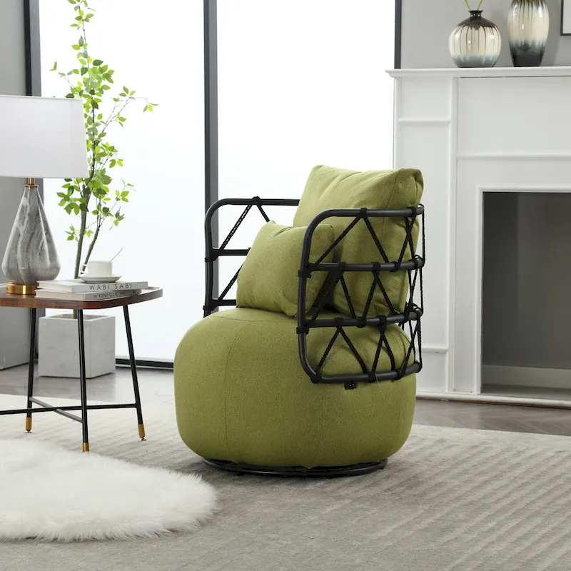 Upholstered Accent Chair with Metal Base