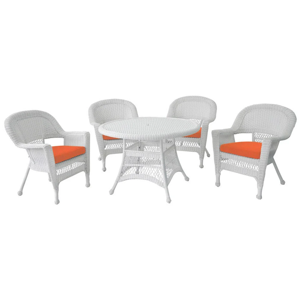 5-piece White Resin Wicker Dining Set