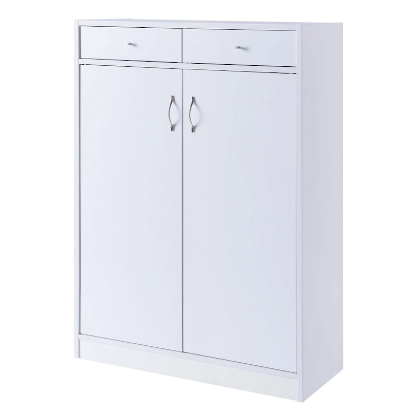 47 Inch 2 Door Wooden Shoe Cabinet, White