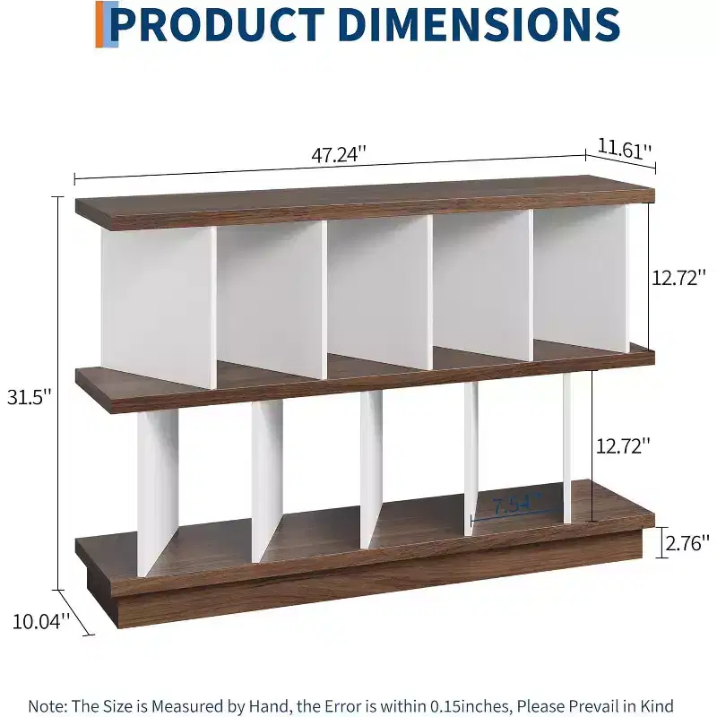 8-Cube Storage Shelf Organizer, Walnut Bookshelf with 10 Removable Back Panels, Open Display Bookcase for Living Room, Bedroom, Easy Assembly