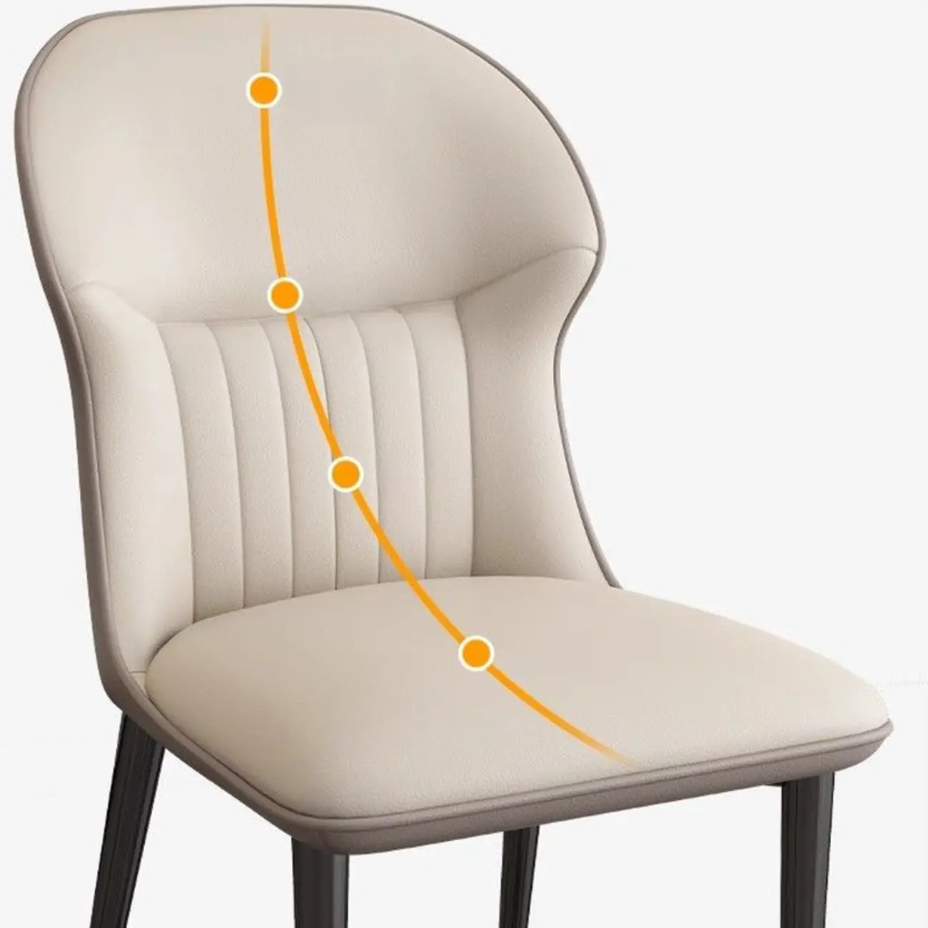 Modern Wingback Faux Leather Dining Chair with Metal Legs