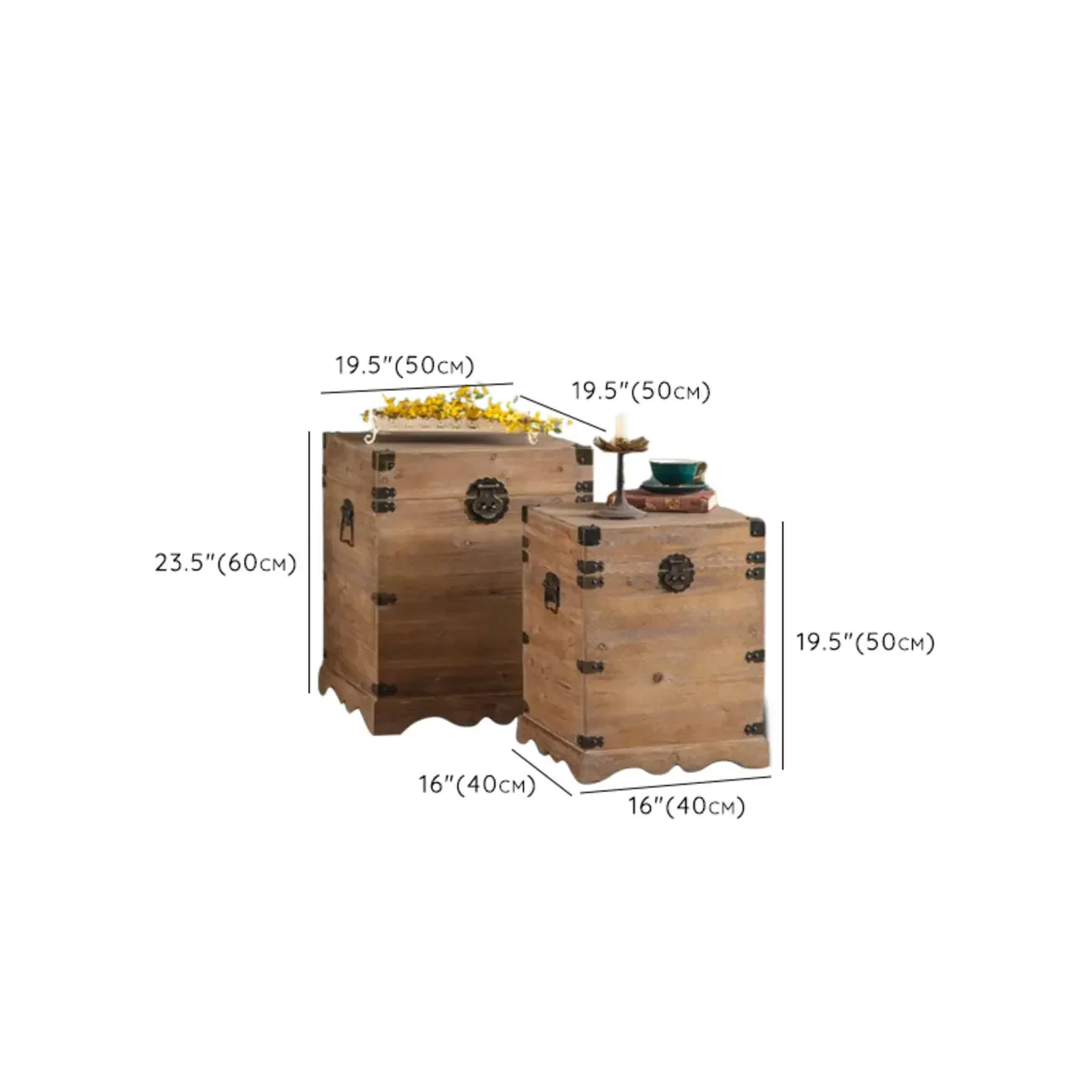 Natural Finish Square Rustic Wood End Table