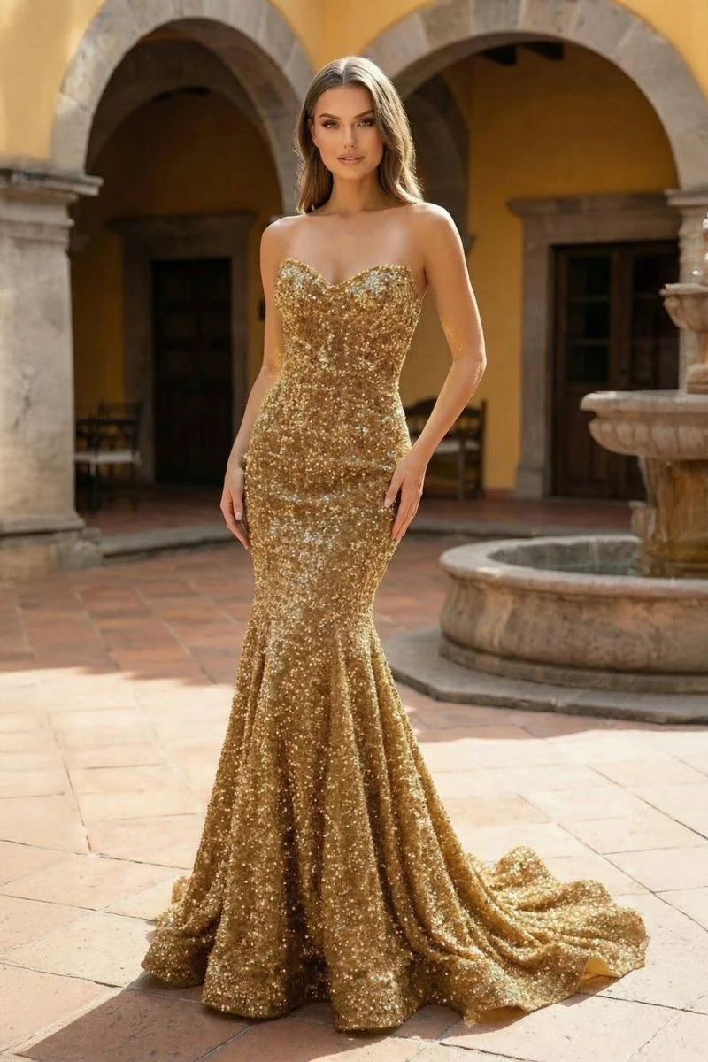 Mermaid Sweetheart Neck Sequins Prom Dress