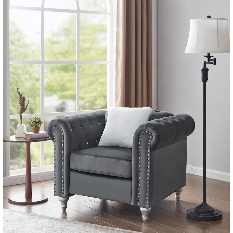 Raisa Velvet Crystal Accent Chair