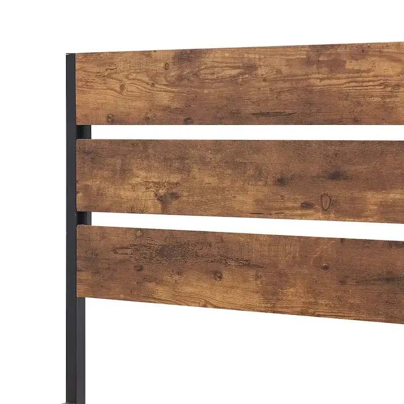 Taomika 3-Pieces Industrial Bed and Modern Square Nightstands Set