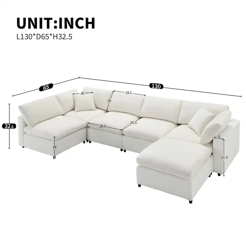 Modular Chenille Cloud Sofa Bed, Convertible U Shaped Sleeper Sofa