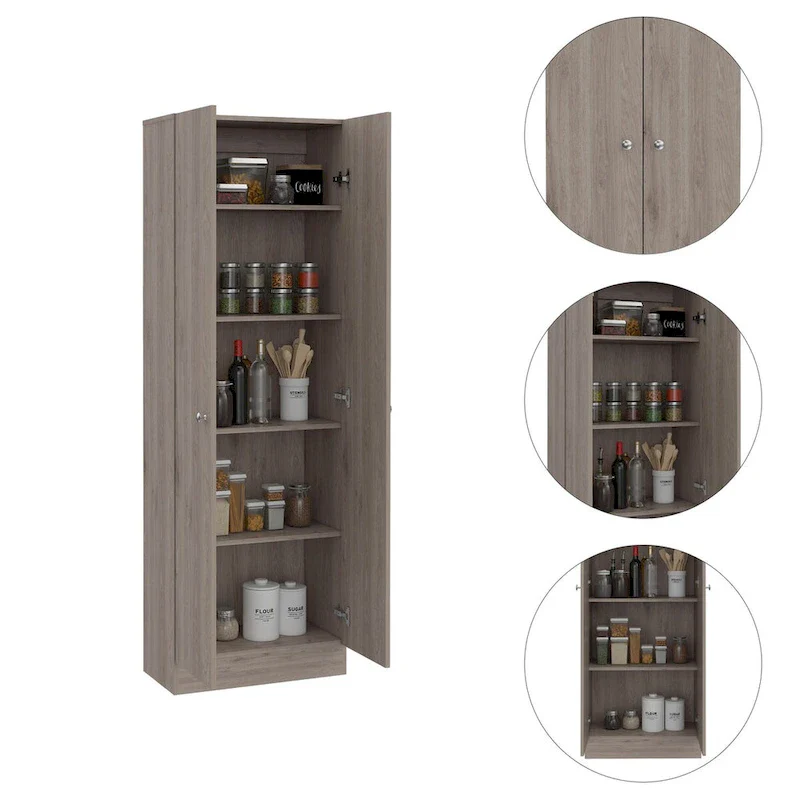 White / Black / Oak Freestanding Storage Cabinet with 10 Shelves