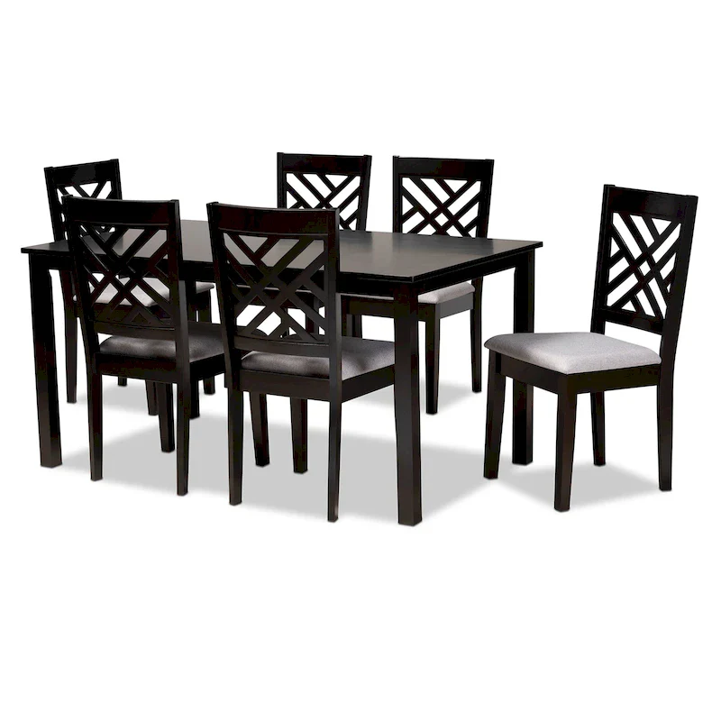 Caron Modern and Contemporary Upholstered Wood 7-Piece Dining Set