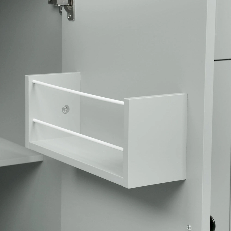 53.9 Width Rolling Kitchen Island with Drop Leaf and 3 Tier Pull Out Cabinet