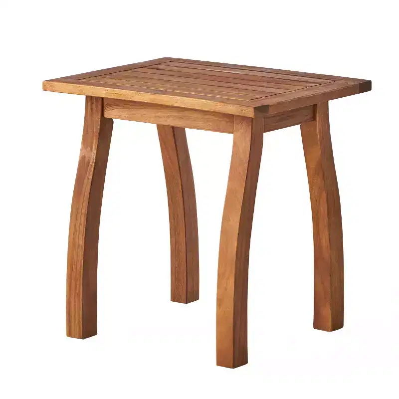 Selma 3pc Acacia Wood Rocking Chair w/ Cushion & Acacia Side Table - Teak - Christopher Knight Home: Weather-Resistant, Patio Chat Set