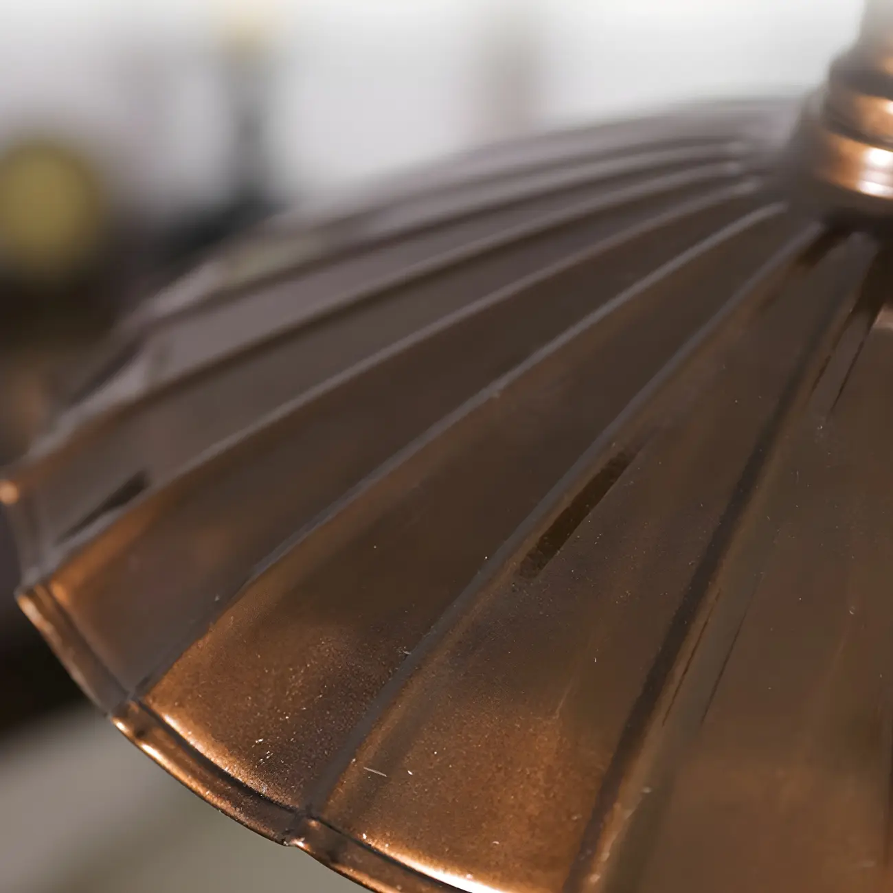 Brown Iron Fluted Cone Round Pendant Light