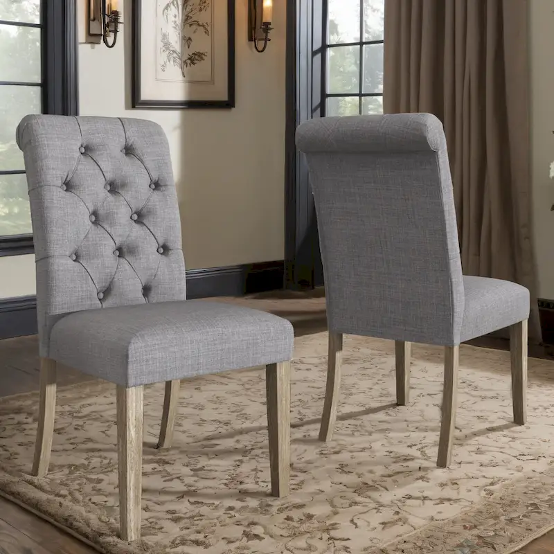 Krakova Tufted Rolled Back Parsons Chairs (Set of 2)