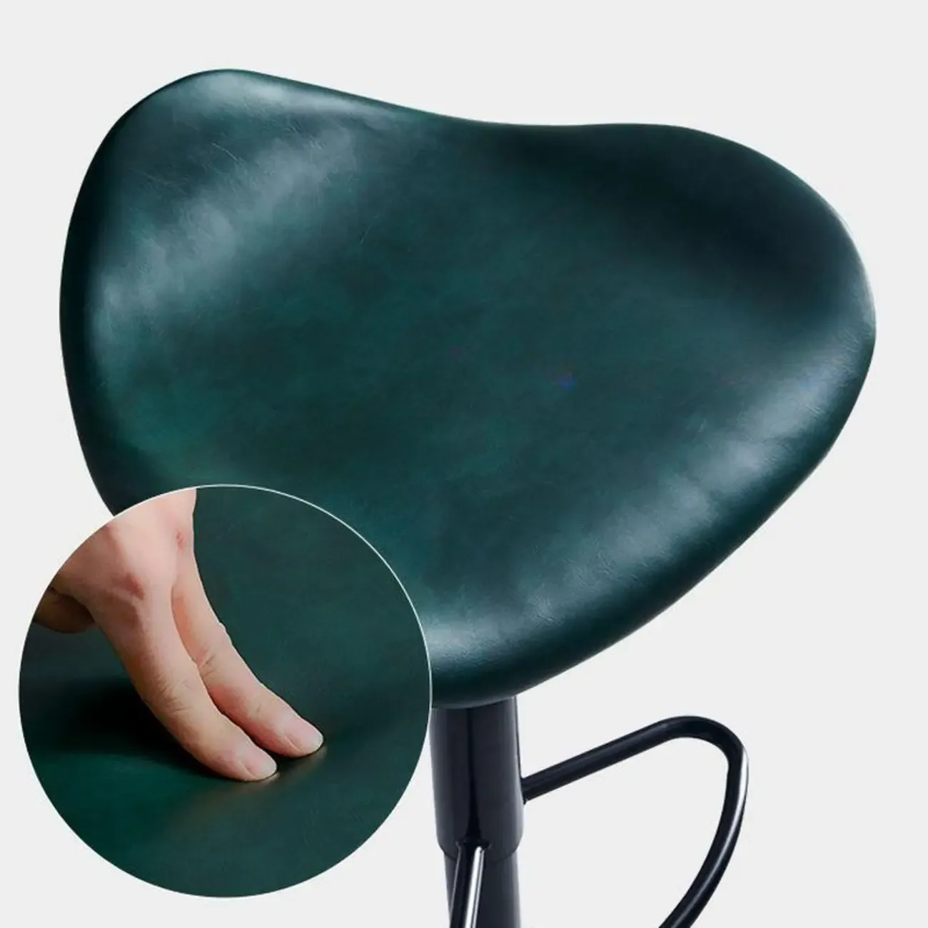 Modern Green Saddle Fax Leather Adjustable Swivel Bar Stools