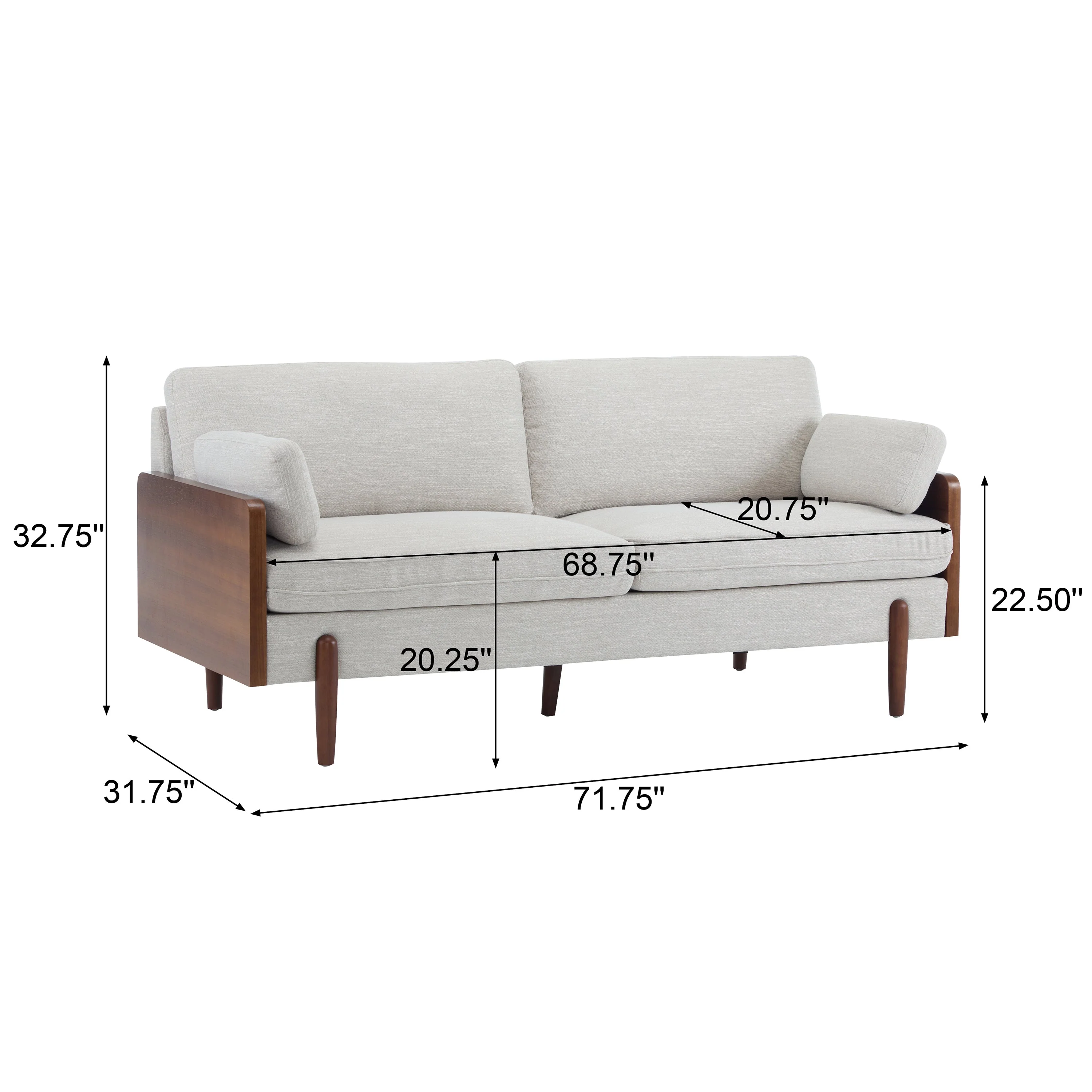Mid-Century Modern Luxury Sofa ¨C 71.75'' Upholstered Couch