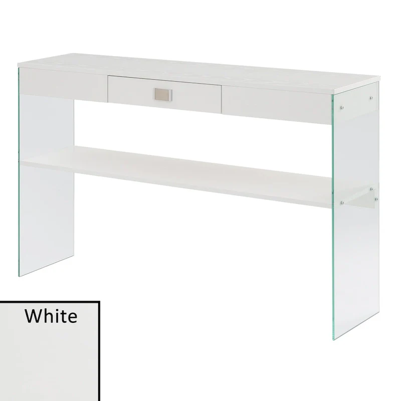 1 Drawer Glass Console Table with Shelf