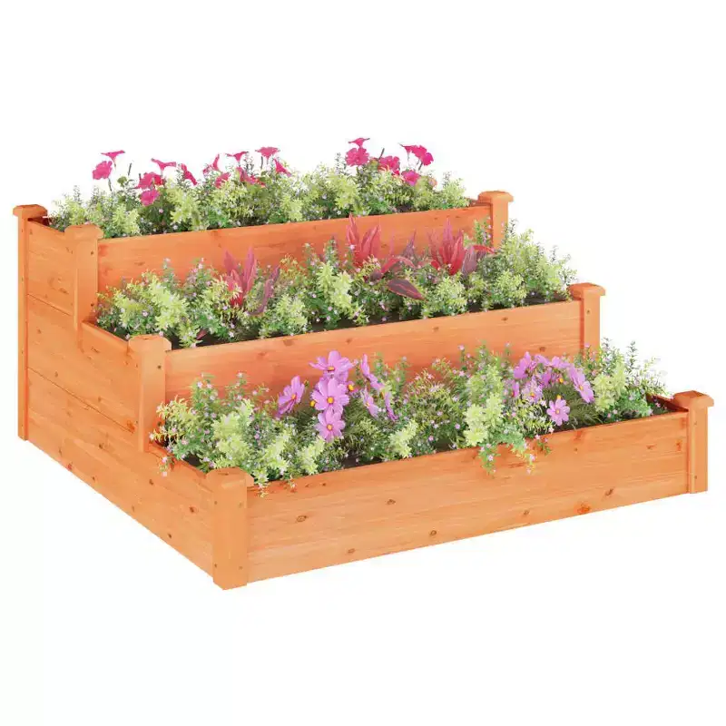 vidaXL Garden Raised Bed Strawberry Planter Vegetable Herb Bed Solid Wood Fir