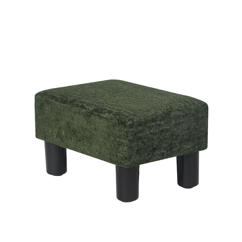 Adeco Small Rectangular Ottoman Modern PU Leather Footrest Stool Chair