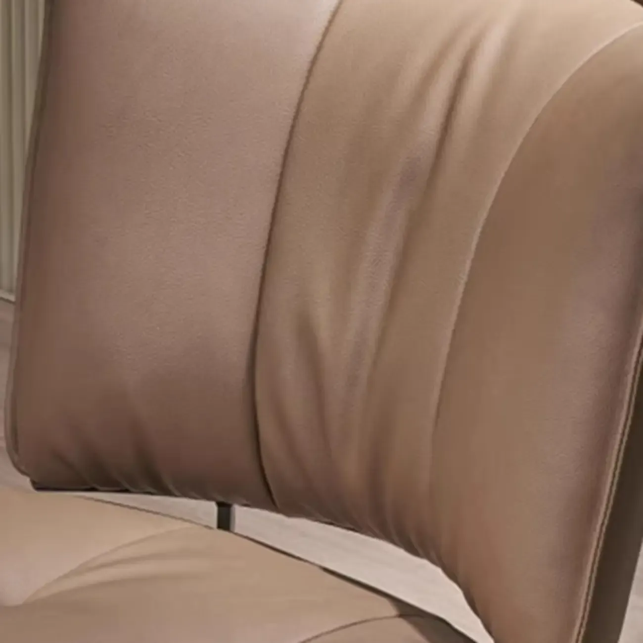 Modern Leather Low Back Dining Chair with Metal Legs