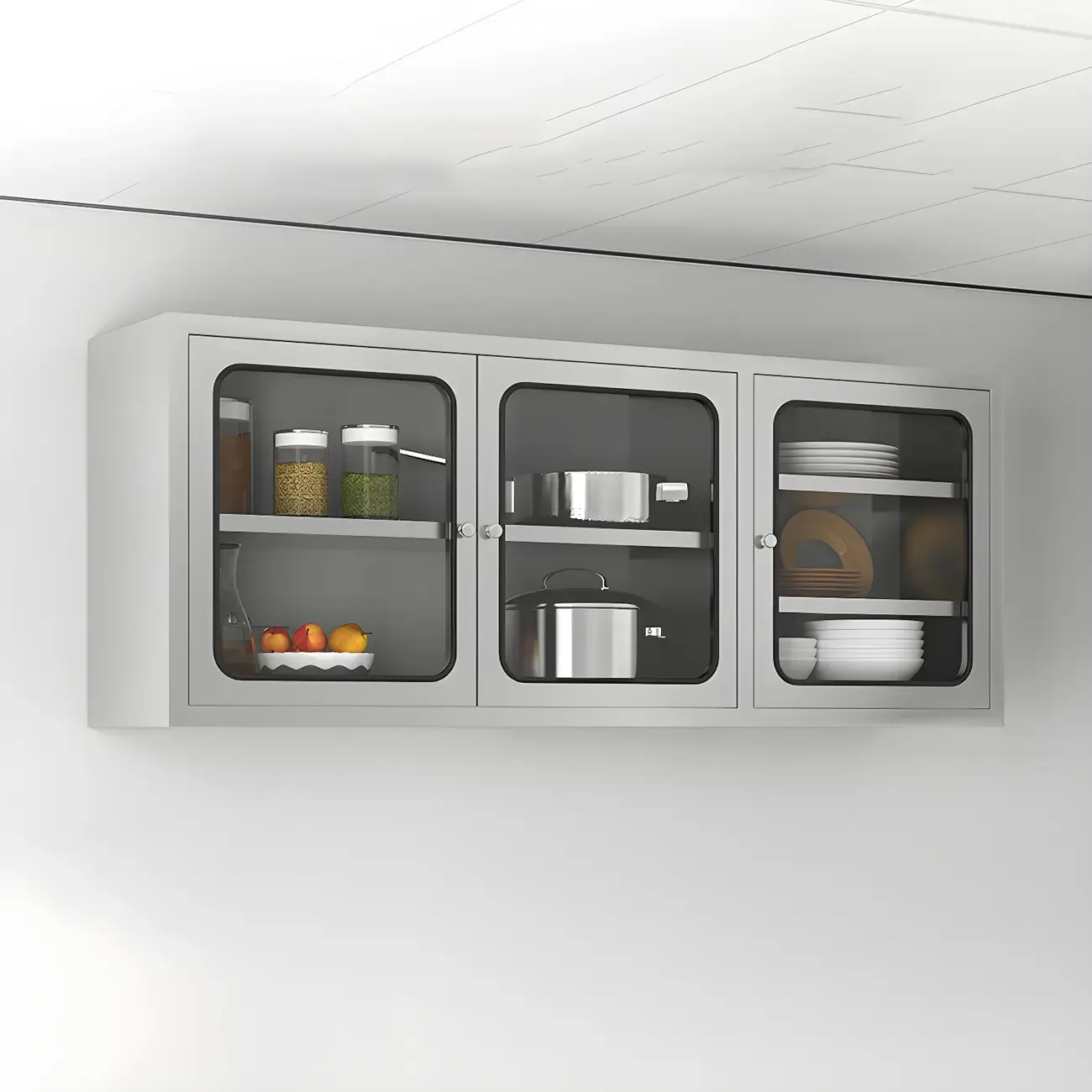 Elegant Stainless Steel Wall-Mounted Display Cabinet