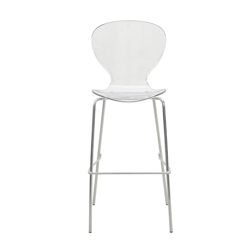 Acrylic Barstool with Steel Frame in Chrome Finish Oyster Series Set of 2