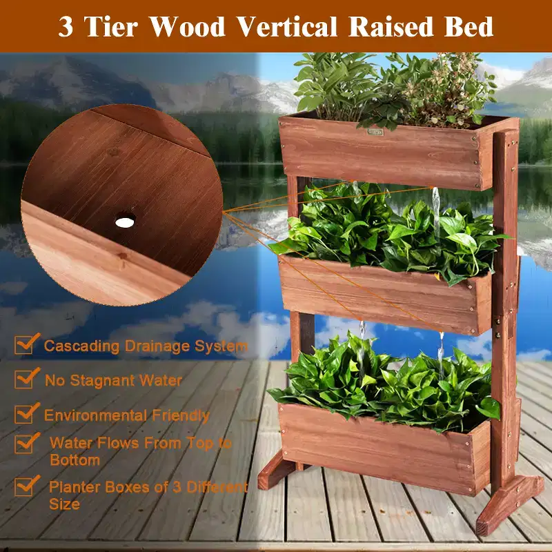 Costway 3-Tier Raised Garden Bed Vertical Freestanding Elevated Planter Patio Balcony