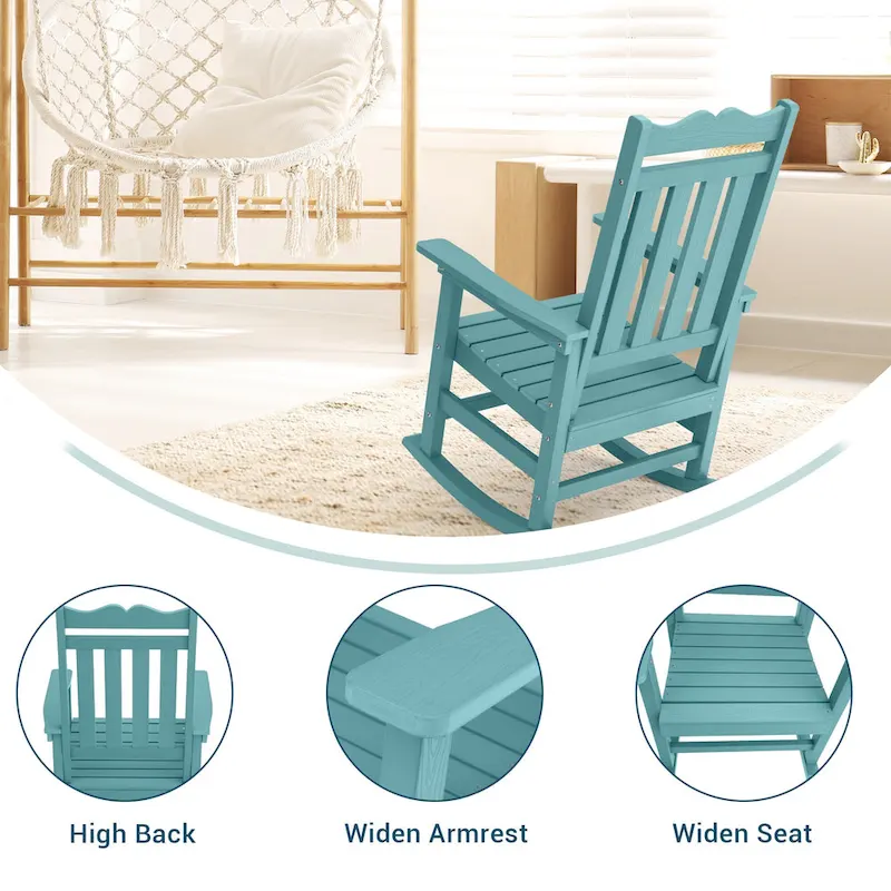 BONOSUKI Patio Adirondack Rocking Chair,Fire Pit Chair Weather Resistant