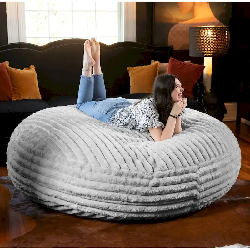 6 Foot Large Bean Bag Chair, Faux Fur