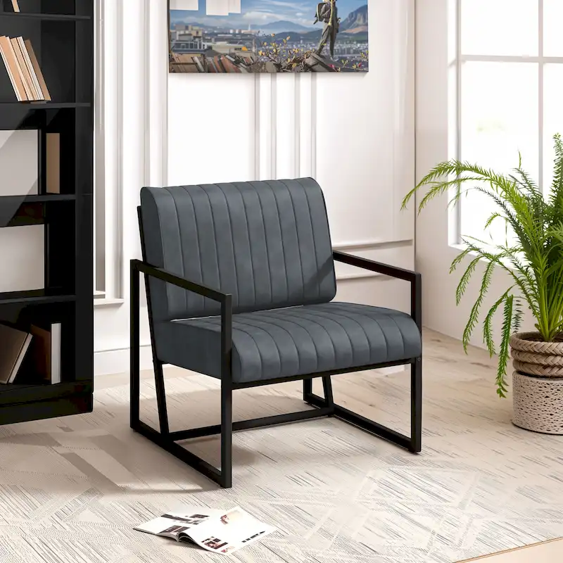 PU Leather Feature Armchair with Thick Padded Backrest