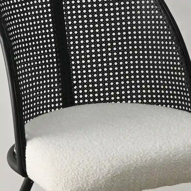 High Back Rattan Boucle Dining Chair